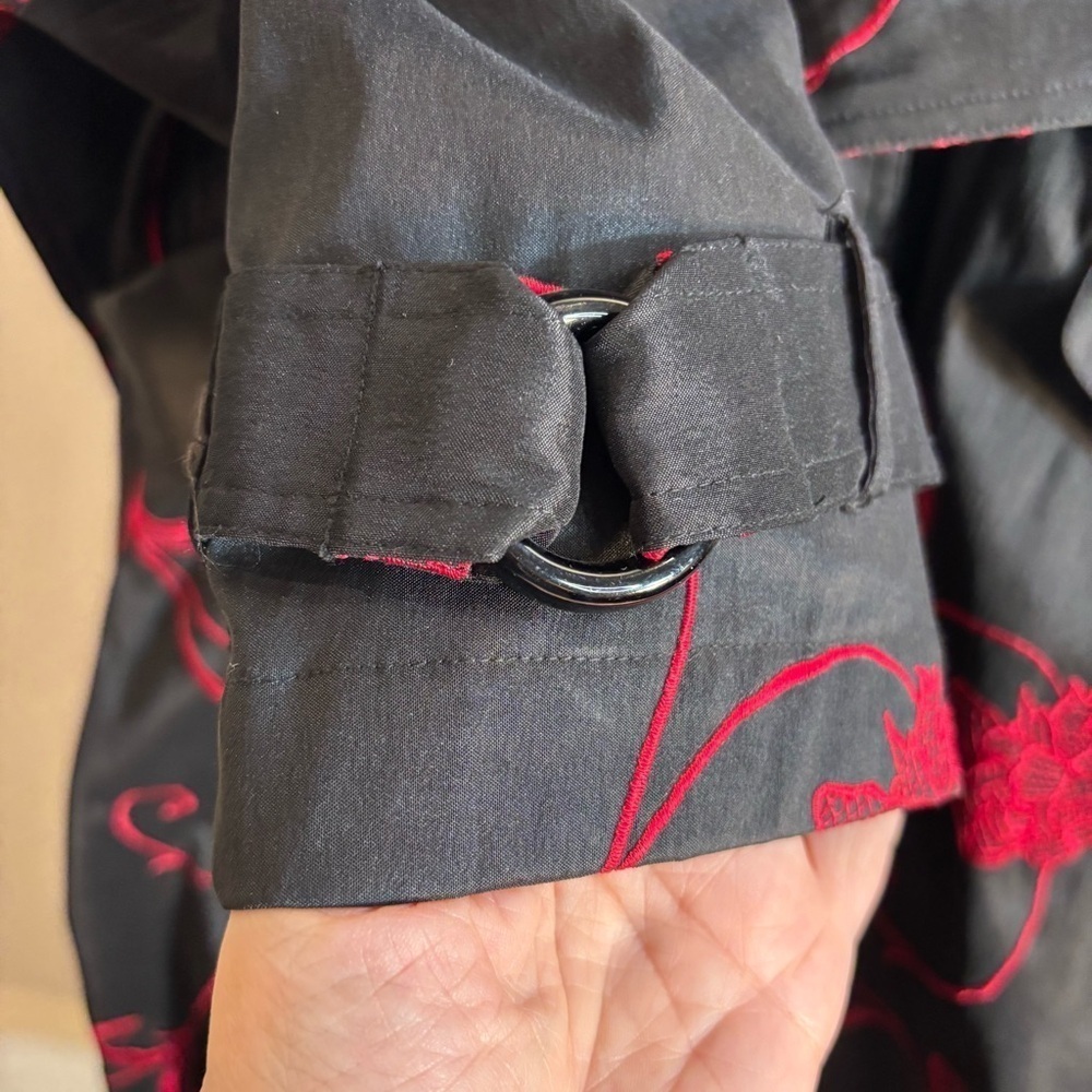 SAMUEL DONG Sz S Jacket Embroidered Roses Funnel Neck Zipper Closure Pockets NEW - Picture 6 of 13